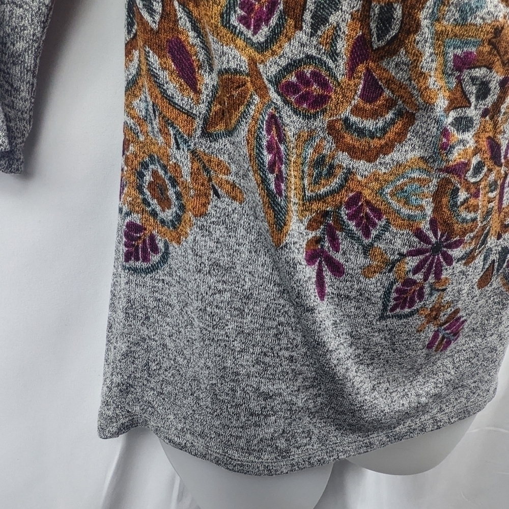 Postage Stamp Heathered Paisley Print Drape Scoop Neck Knit Sz S - Picture 6 of 7